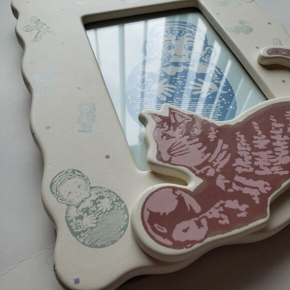 Charpente Baby Picture Frame W Toy Cat - Picture 2 of 6